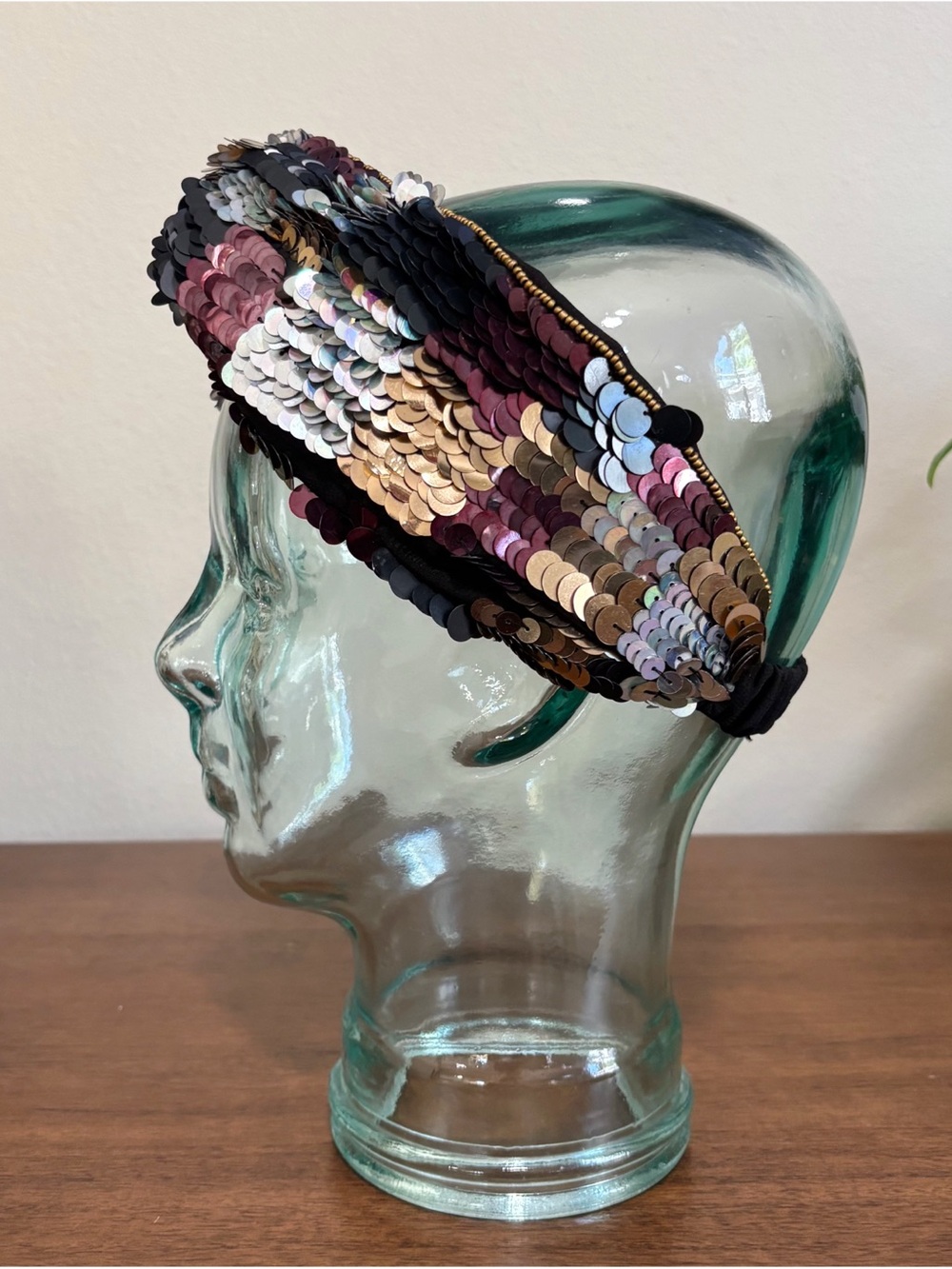 Zara Accessories Size S-M Sequins Knotted Stretch Headband Turban - Picture 5 of 9